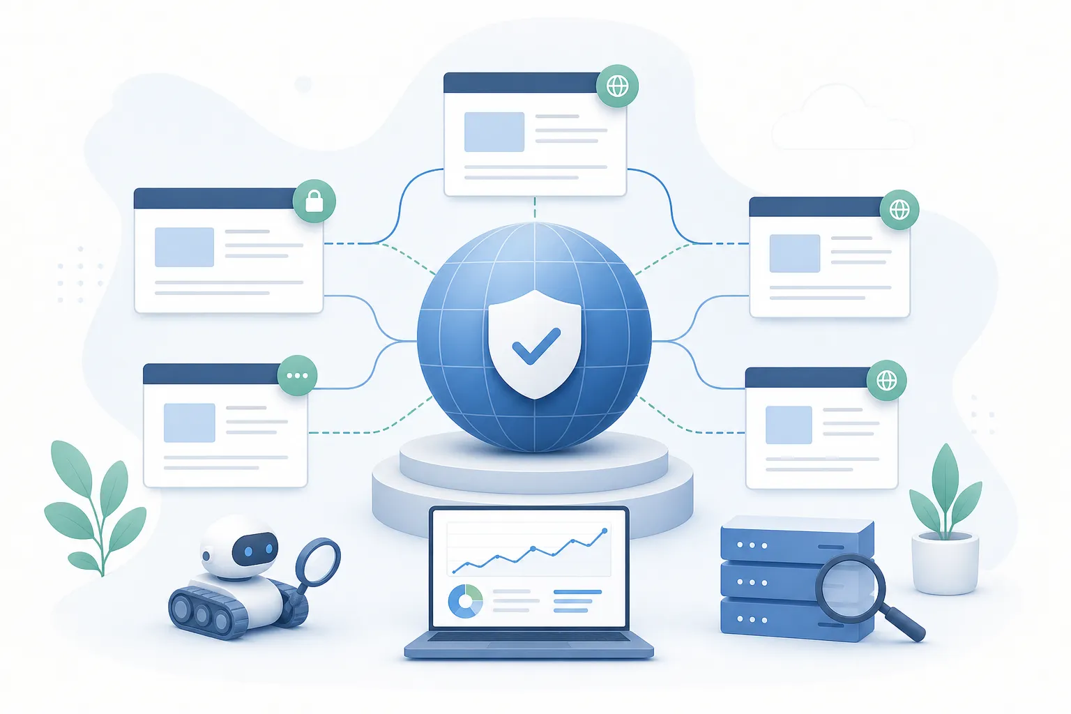 Доменный ресурс search console &mdash; Нейтральный редакционный кадр статьи, подходящий анонсу и полному материалу