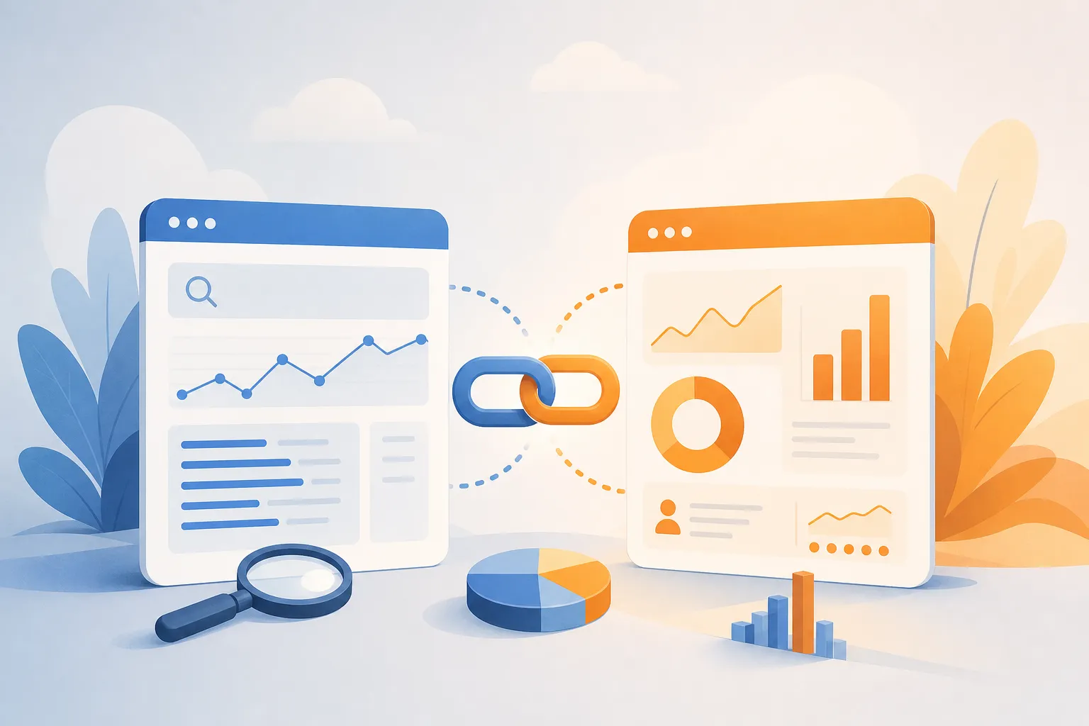 Связать search console и analytics — Нейтральный редакционный кадр статьи, подходящий анонсу и полному материалу