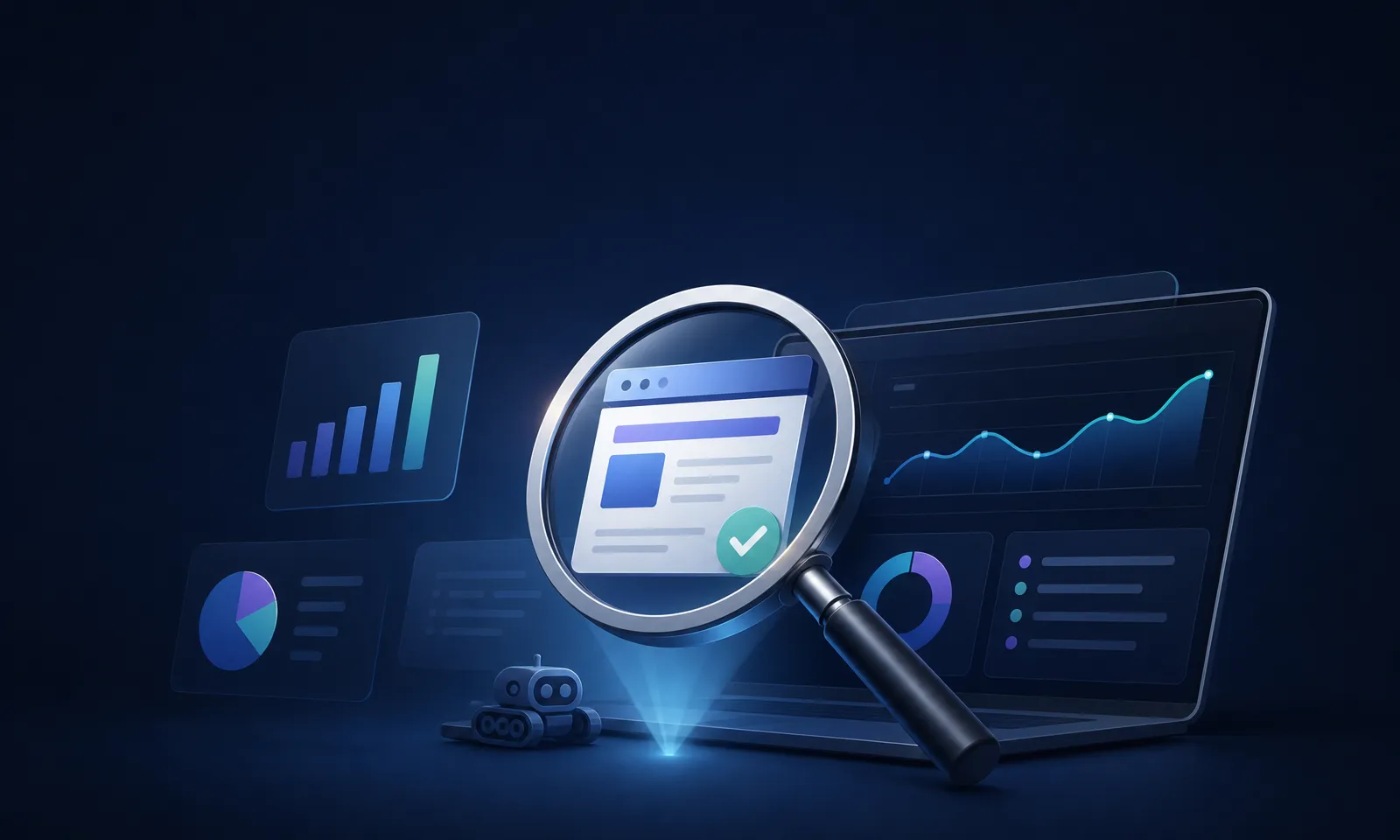 Google search console &mdash; Тёмный обзорный предметный кадр темы в чистой композиции со свободным пространством